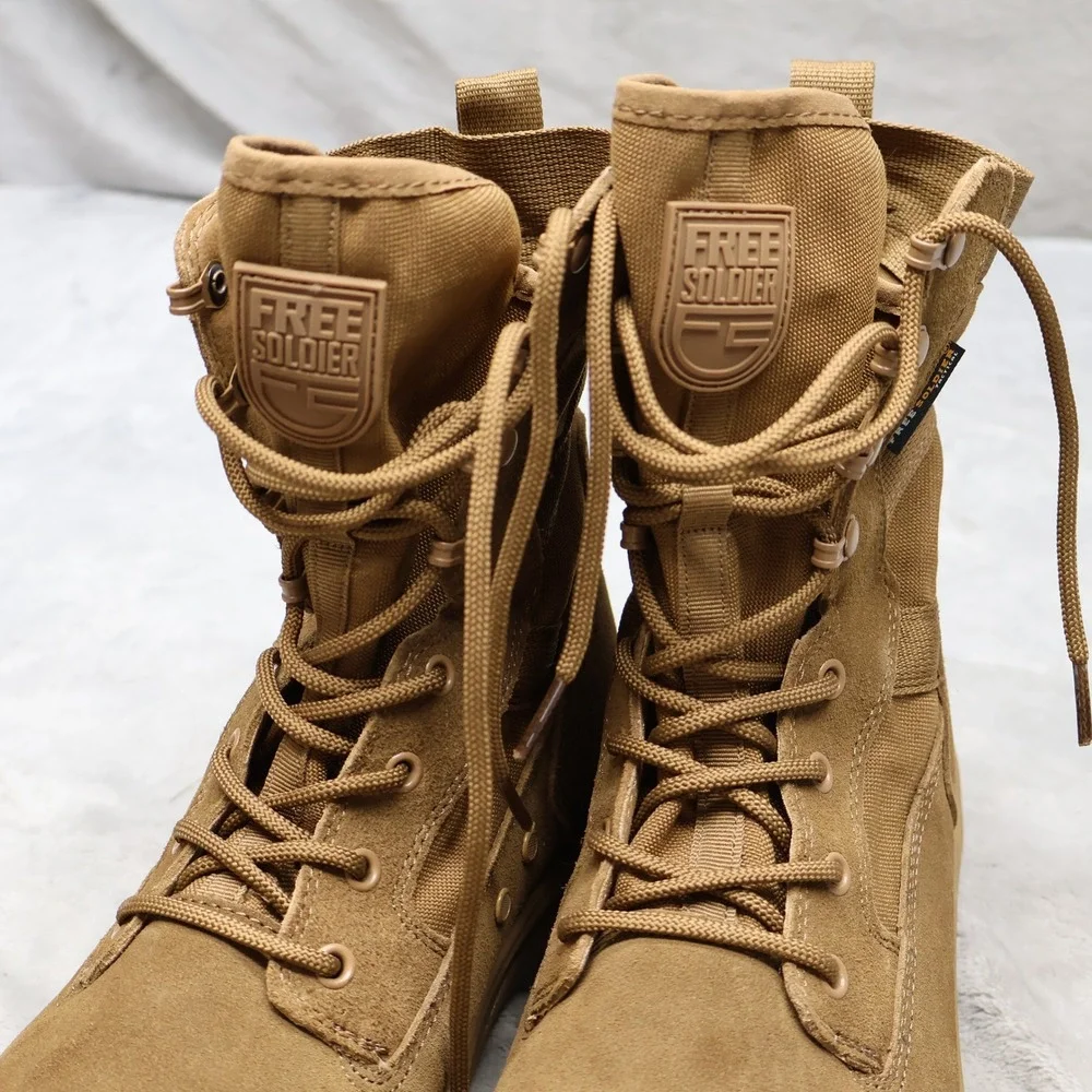Free Soldier Men 10 Tactical Boots Brown Combat Suede Hiking Utility ACC0009